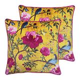 Paoletti Chinoiserie Twin Pack Polyester Gevulde Kussens, Goud, 50 x 50cm