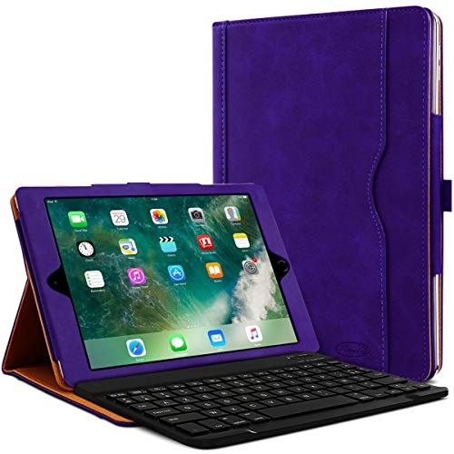 KARYLAX Beschermhoes met horizontale standfunctie, kleur violet, met Frans toetsenbord, Azerty Connection, Bluetooth voor Tablet Apple iPad Air 1/Air 2 (9,7 inch)