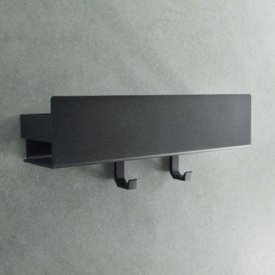 Designfabrik Hamburg Doucheplank zonder boren | Badkamerorganizer | Zelfklevende douchemand | Doucheplank zwart 30 cm