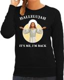 Bellatio Decorations Kersttrui - Hallelujah its me im back - zwart - voor dames - XS