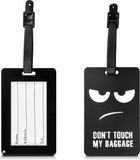 kwmobile bagagelabel voor koffers - 10,2 x 6,4 cm met adreslabel - Kofferlabel van silicone - Don't Touch My Baggage design in wit / zwart