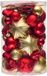 Unyqoos® Set van 60 onbreekbare kerstballen van kunststof – rood en goud