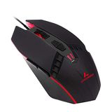 Lycander Gamingmuis, bedrade optische USB-muizen met instelbare dpi tot 6400, 7 knoppen, LED, 1,5 m kabel - zwart, rood