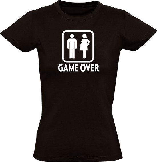 GameOver T-shirt Dames - Zwart - Maat L