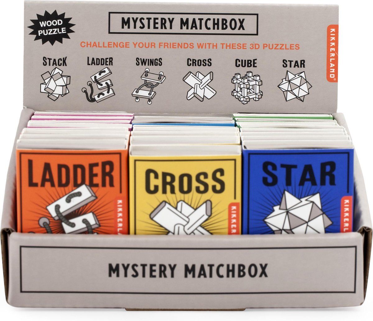 Kikkerland 3D Mini Puzzels - Mindgames - Fidget toys - denkspel - Breinbreker - Hout