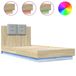 vidaXL Bedframe met hoofdbord en LED, Sonoma eikenkleurig, 90x190 cm