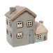 Shudehill Giftware Village Pottery Grijs/Aqua Theelichthouder - Twee Huizen 320012