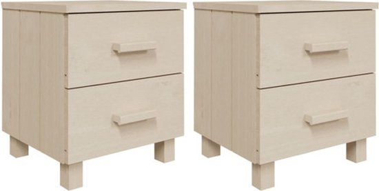 vidaXL Nachtkastjes HAMAR 2 st 40x35x44,5 cm grenenhout honingbruin