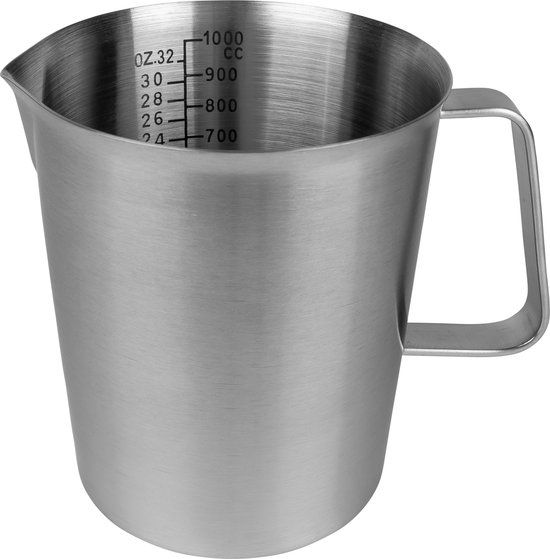Krumble Maatbeker met Schenktuit - 1 Liter - RVS - Zilver