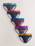 Next - Heren - Set van 5 katoenrijke slips - Navy Burgundy Spot Stripe