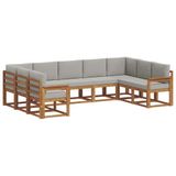 vidaXL - Buiten - bank - set - 9 - st - Natuurlijk - en - Licht - Grijs