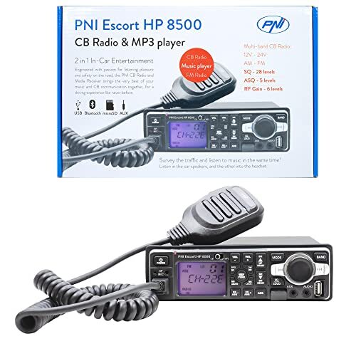 PNI CB-radio en mp3-speler Escort HP 8500 ASQ inclusief hoofdtelefoon met microfoon