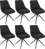 MCW Set van 6 MCW-M65 Eetkamerstoelen - Antraciet - Stof/Metaal - Draaibaar