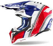 Airoh Aviator 3 Hima Wit Blauw Rood Crosshelm - Maat XL