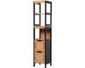 Kleankin Armoire de salle de bain Bambou et MDF 30x30x144cm Blanc