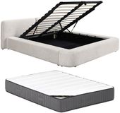 Vente-unique Bed met opbergruimte stof beige 140 x 190 cm