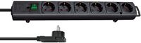 Brennenstuhl Comfort-Line Plus Stekkerdoos - 6-voudig - Zwart - 2m Snoer - Met Platte Stekker