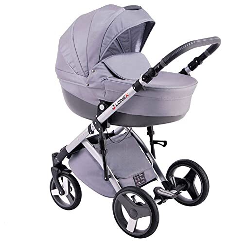 Lux4Kids Silver C011 3-in-1 kinderwagen, 3-in-1 2-in-1, luchtbanden, buggy, keuze uit 16 kleuren naar keuze, met babyzitje