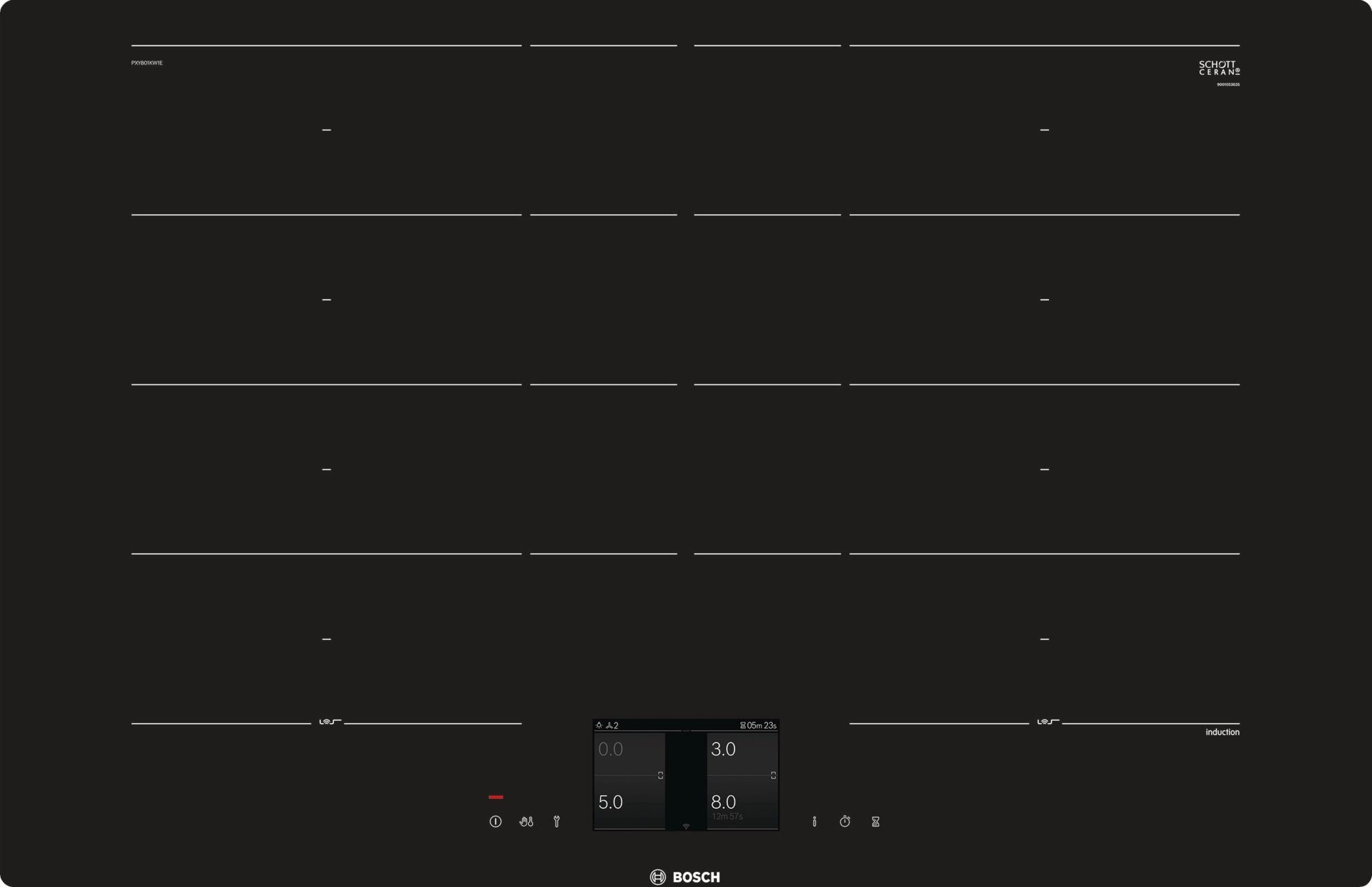 Bosch Serie 8 PXY801KW1E - Inductiekookplaat - 4 Zones - Zwart