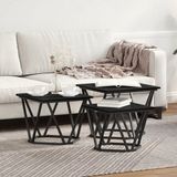 vidaXL Salontafel, 3 stuks, zwart, eikenlook, 50 x 50 x 40 cm