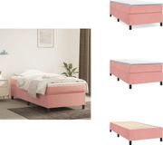vidaXL Boxspring met matras fluweel roze 80x200 cm