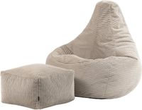 icon - Dalton Zitzak Fauteuil met Poef - Gaming - Ribfluweel - Beige