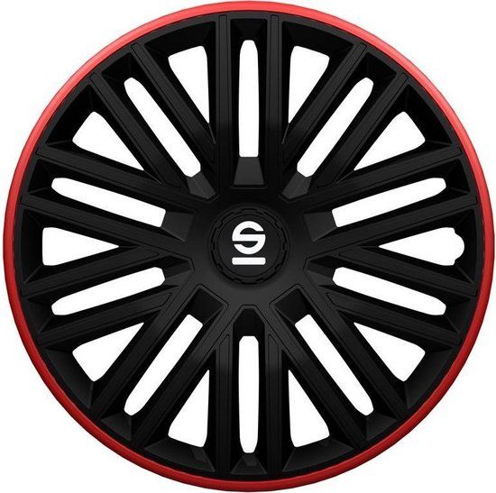 Sparco Bergamo 14 Inch Wheel Covers - Black/Red (Set of 4)