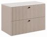 3xE living Meuble de salle de bain Suspendu sous lavabo 80 cm, 2 tiroirs, Cachemire + Plan de travail aspect marbre Bianco, Poignées noires, 80 x 44,4 x 58,6 cm