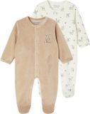 Vertbaudet 2-delige babyset in fluweel/velours beige