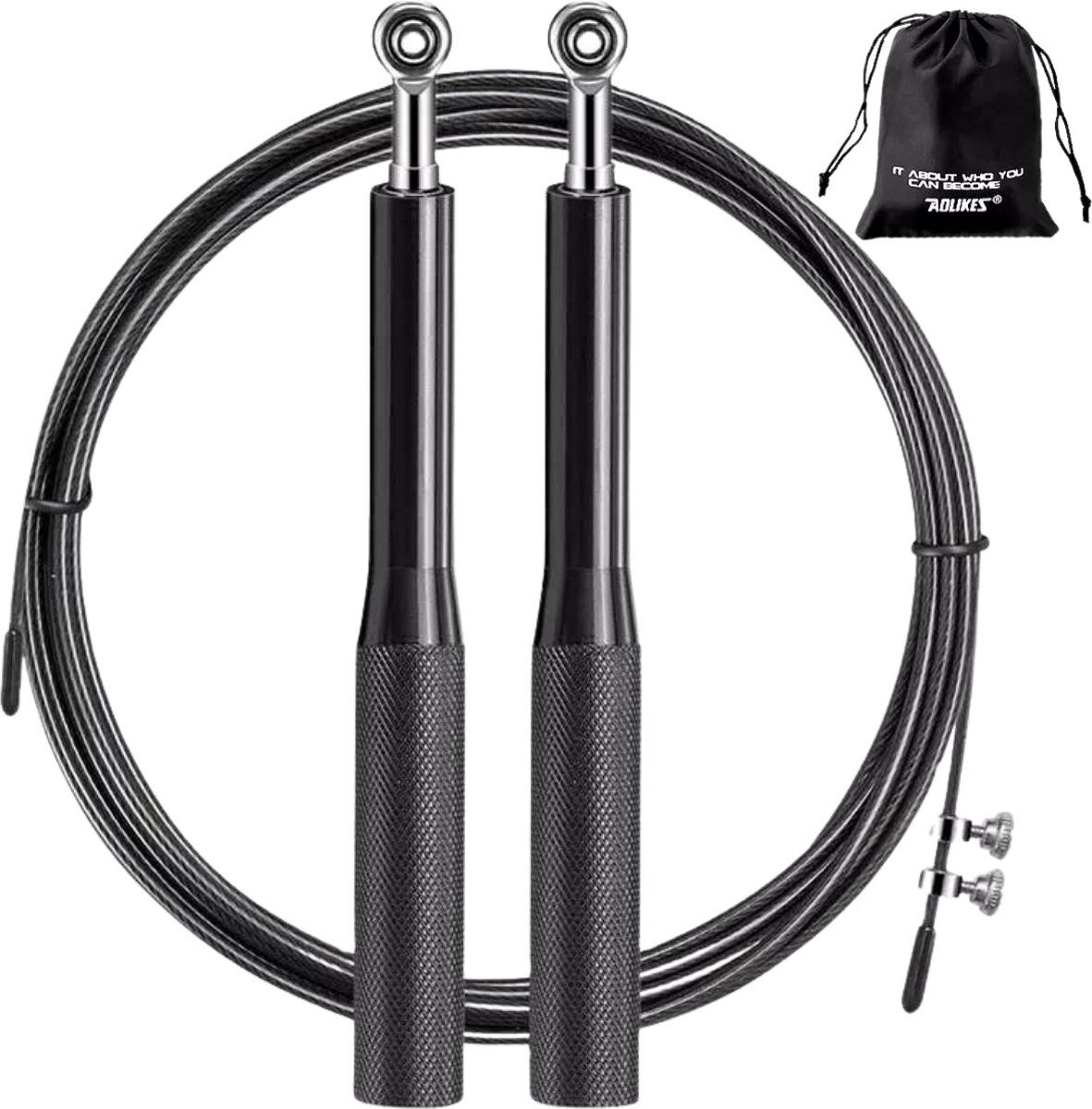 AdroitGoods Metalen Professionele Springtouw Volwassenen - Zwart