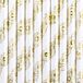 PartyDeco Drinkrietjes - papier - 50x - wit/goud bloemen - 19,5 cm