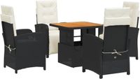 vidaXL 5-delige Tuinset met Kussens Poly Rattan Zwart