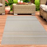 Tapis moderne intérieur et extérieur – Design ethnique avec motif géométrique beige-jaune. Dimensions : 240 x 340 cm