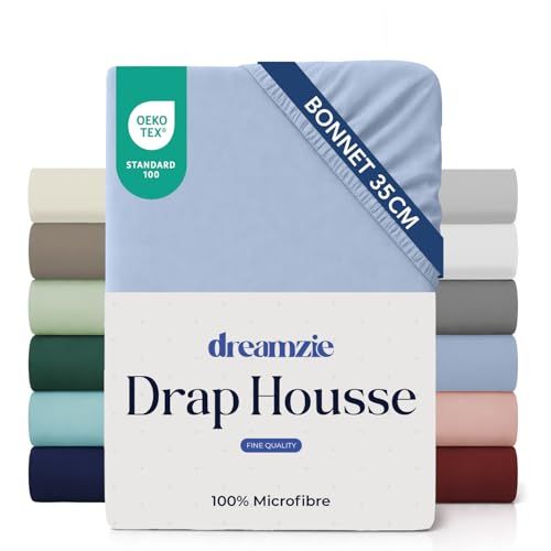 Dreamzie Hoeslaken 160x200 Kap 35 cm voor dik matras - 100% microvezel - Blauw