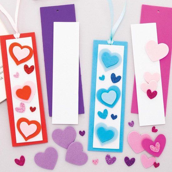 Baker Ross Hart Mix & Match Boekenleggers - Knutselspullen voor Valentijnsdag (8 stuks)