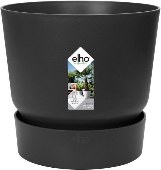 Elho Greenville Rond 20 - Bloempot voor Buiten - Ø 19.5 x H 18.4 cm - Living Black