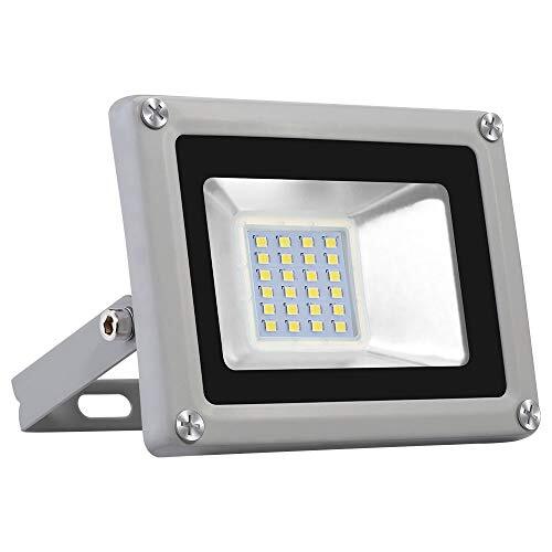 SANFOU 20W LED-schijnwerpers buiten, 6000K buitenbeveiligingslicht, IP65 waterdichte beveiligingslichten, SMD 2835 koel wit buitenlicht voor tuin, achtertuin, parkeerplaats, deuropeningen [energieklasse A]