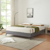 [en.casa] Tweepersoonsbed Lilla met bedbodem 180x200 cm donkergrijs