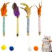 Bol Jouets à mâcher pour chatons avec plumes et clochette - Lot de 4