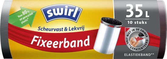 Swirl Pedaalemmerzakken met Fixeerband 35 liter - 10 stuks - Zwart