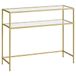 VASAGLE LGT025A01 Table console, table d'entrée, table d'appoint en verre trempé, cadre en métal, 2 plateaux, pieds réglables, pour salon, entrée, couloir, doré