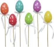 Decoris Paaseieren op stokje - 18 stuks - diverse kleuren - 30 cm - kunststof