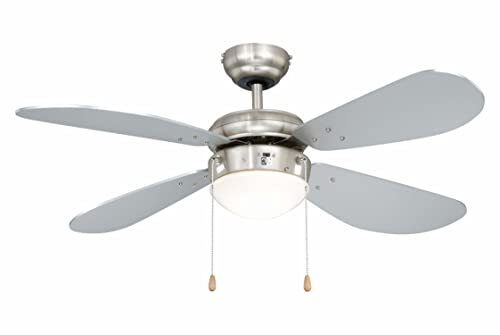 AireRyder Plafondventilator met verlichting Classic, behuizing nikkel, vleugelkleur zilver, 105 cm