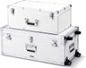 Vevor 2 X Transportkoffers Opbergdozen Afsluitbare Opbergdozen, Grote Opbergdoos met Wielen & 3 metalen Handgrepen, Transportkoffer met Deksel voor Appartement Studentenkamer Wit