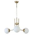 Opviq Elegante metalen kroonluchter met glazen kap, diameter 65 cm, hoogte 70 cm, E27-fitting, max. 40 W, witte en gouden afwerking, perfect voor moderne interieurs