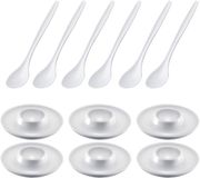 Westmark 6 eierdopjes, rond, ø10 cm + 6 eierlepels 14,5 cm, hoogwaardige kunststof, Punto, wit