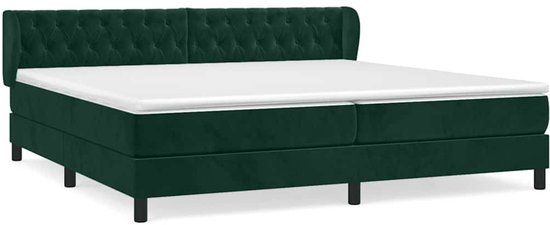vidaXL Boxspring met matras fluweel donkergroen 200x200 cm