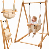 Tiny Thinkers Houten Babyschommel | Inklapbaar | Voor kinderen van 6 tot 18 maanden