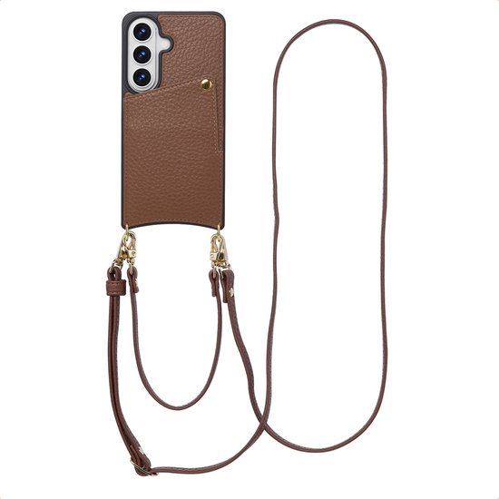 Selencia Hoesje - Geschikt voor Samsung Galaxy S26 - Backcover met koord en pashouder - Mocha Brown