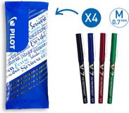 Pilot V7 Rollerball Pen Set - 4 Pack - Medium Point (0.7mm) - Assorted Ink Colors (Black, Blue, Red, Green)